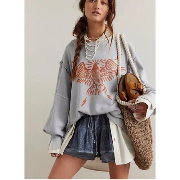We The Free Tops - Free People We the Free Camden Sweatshirt in Zion Eagle Size L